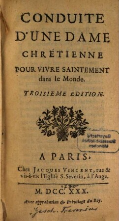 Conduite d'une Dame chrétienne