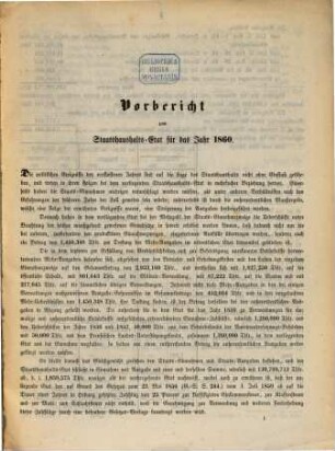 Staatshaushaltsplan : für d. Rechnungsjahr .... 1860