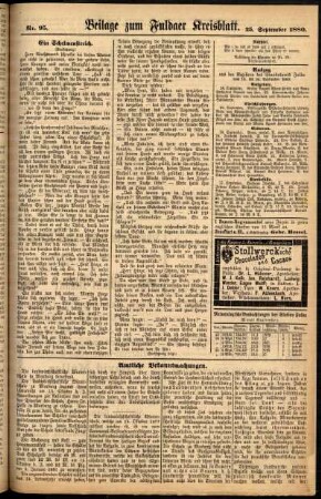 Zweite Ausgabe vom Samstag, den 25. September 1880.