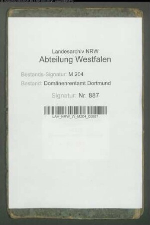 Verzeichnis der Hofesabgaben von Stift Herdecke. Rentei Hagen Domänen-Rezeptur Gevelsberg