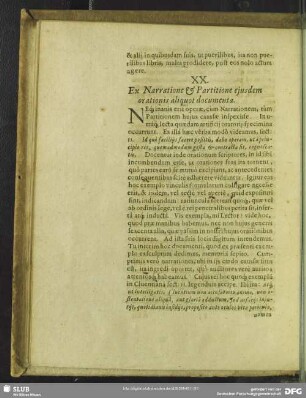 XX. Ex Narratione & Partitione ejusdem orationis aliquot documenta