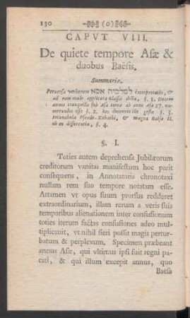 Caput VIII. De quiete tempore Asae & duobus Baesis