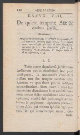 Caput VIII. De quiete tempore Asae & duobus Baesis