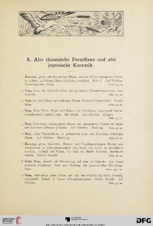 A. Alte chinesische Porzellane und alte japanische Keramik (Nr. 1-217)