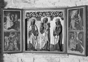 Flügelaltar : Flügelaltar, geöffnet. Holz, farbig gefaßt. 15. Jh. Zeitz: Stephanskirche