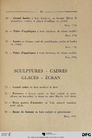 Sculptures – Cadres Glaces – Écran (Nr. 72-88)