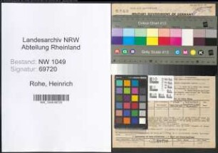 Entnazifizierung Heinrich Rohe , geb. 21.09.1902 (Baecker)