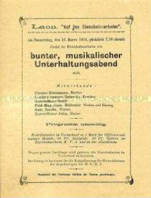 Programm eines Unterhaltungsabends im Eisenbahnerheim in Laon