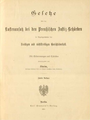 Theil 1: [Die Gerichtskostengesetze]