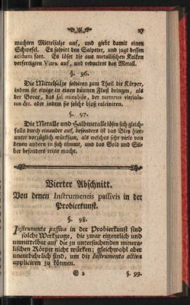 Vierter Abschnitt. Von denen Instrumentis passivis in der Probierkunst