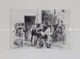 Französische Kürassiere beim Aufbruch in Le Chêne Populeux am 27. August 1870 - Szenen aus dem Deutsch-Französischen Krieg