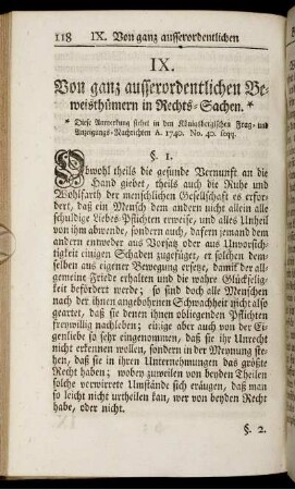 IX. Von ganz ausserordentlichen Beweisthümern in Rechts-Sachen.
