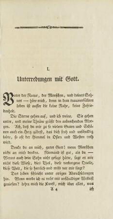 I. Unterredungen mit Gott.