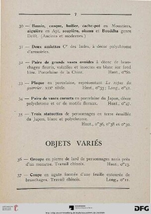 Objets Variés (Nr. 36-59)