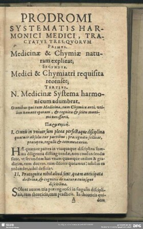 Prodromi Systematis Harmonici Medici, Tractatus Tres …