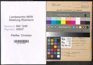 Entnazifizierung Christian Pfeiffer , geb. 25.12.1893 (Expedient)