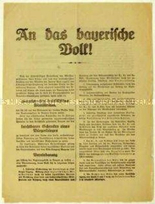 Aufruf zur Unterstützung der sozialistischen Regierung Bayerns im Zuge der Revolution 1918/1919