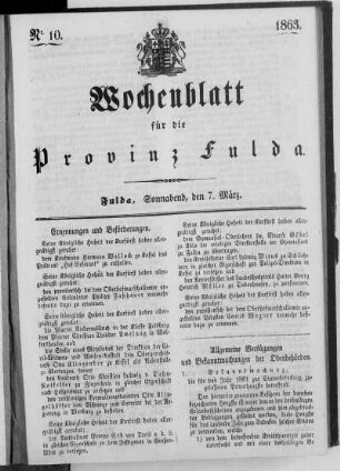 Nr. 10, Ausgabe vom 7. März 1863