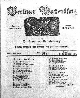 No. 37, Sonnabend, den 15. September 1838.
