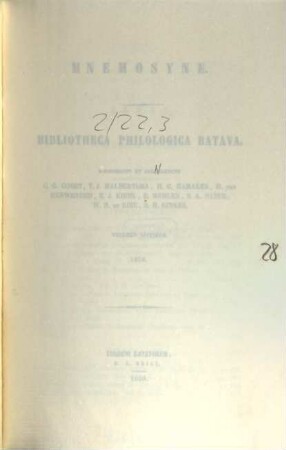 Mnemosyne : a journal of classical studies. 7, 7. 1858