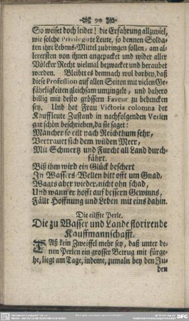 Die eilffte Perle. Die zu Wasser und Lande florirende Kauffmannschafft