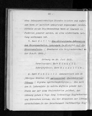 Sitzung am 14. Juni 1921.