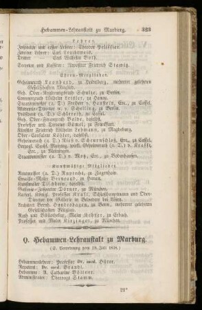 Q. Hebammen=Lehranstalt zu Marburg.