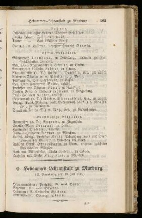 Q. Hebammen=Lehranstalt zu Marburg.