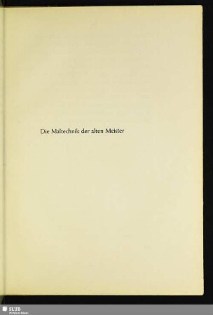 Die Maltechnik der alten Meister