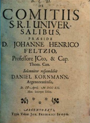 De comitiis S. R. I. universalibus