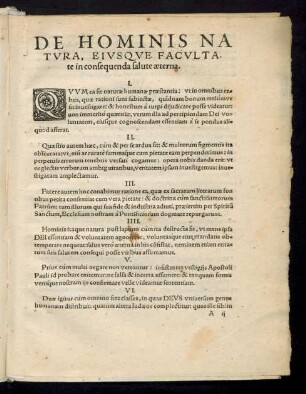 De Hominis Natura, Eiusque Facultate in consequenda salute aeterna.