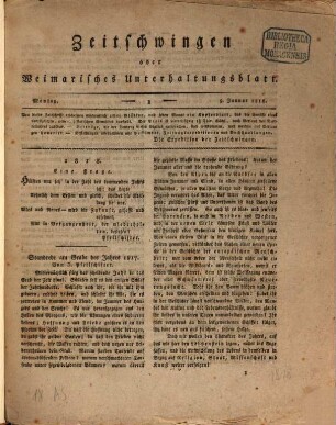 Zeitschwingen oder Des deutschen Volkes fliegende Blätter. 1818