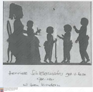 Schleiermacher, Henriette geb. v. Hesse (1764-1800) / Porträt mit ihren Kindern, im Profil, Ganzfiguren