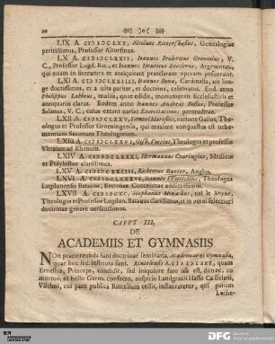 Caput III, de Academiis et Gymnasiis