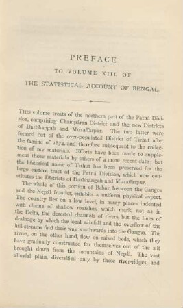 Preface to volume XIII. of the statistical account of Bengal