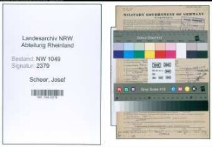 Entnazifizierung Josef Scheer , geb. 09.02.1921 ()