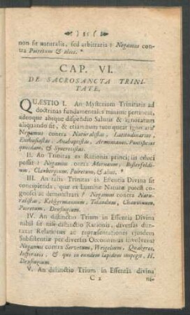 Cap. VI. De Sacrosancta Trinitate.