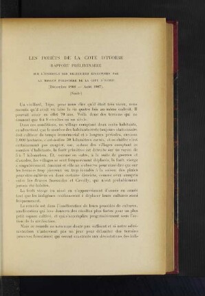 Les Foréts De La Cote D'Ivoire.