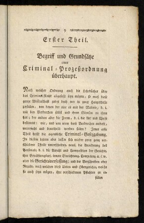 9-92, Erster Theil. Begriff und Grundsätze einer Criminal-Prozeszordnung überhaupt
