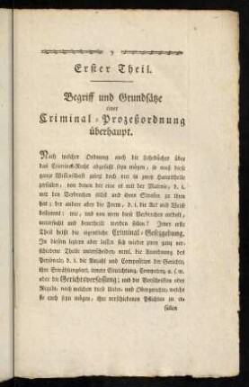 9-92, Erster Theil. Begriff und Grundsätze einer Criminal-Prozeszordnung überhaupt