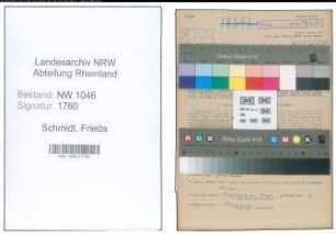 Entnazifizierung Frieda Schmidt , geb. 11.12.1902 (Schneiderin)