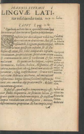 Ioannis Sturmii Linguae Latinae resolvendae ratio.