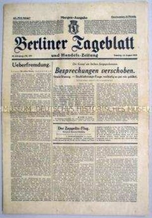 "Berliner Tageblatt" u.a. zu den Gefahren der "Überfremdung" in der deutschen Wirtschaft