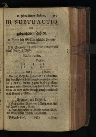 III. Subtractio