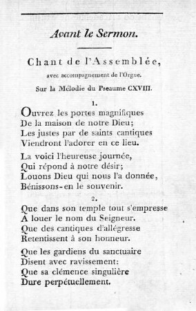 Avant le Sermon.
