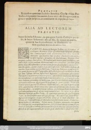 Alia Ad Lectorem Praefatio.