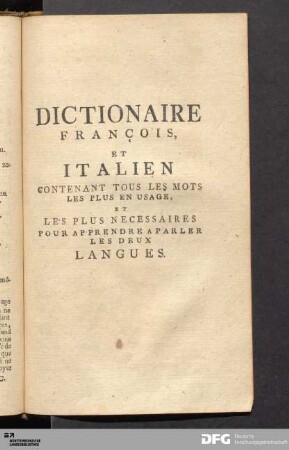 Dictionaire Francois Et Italien Content Tous Les Mots Les Plus En Usage ...