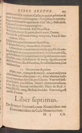 Liber septimus. De Syntaxi Verboru[m] cum Nominibus aut Pronominibus in Casu Nominativo.