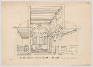Thiersch, August ; Eichstätt (Bayern); Ev. Kirche und Pfarrhaus - Innenraum (Perspektive)