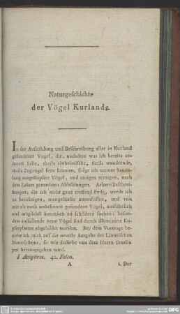 Naturgeschichte der Vögel Kurlands